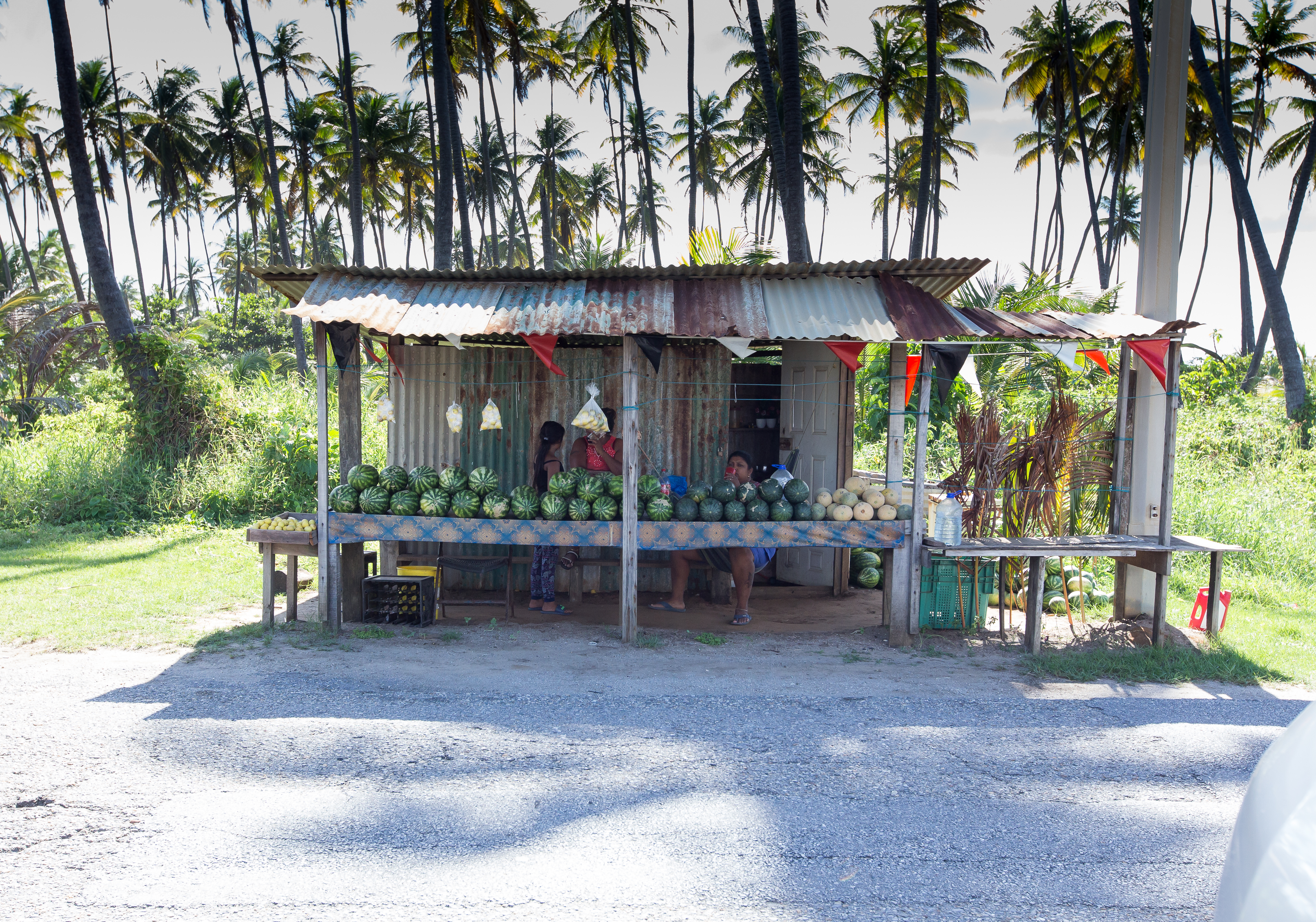 A roadside watermelon stand